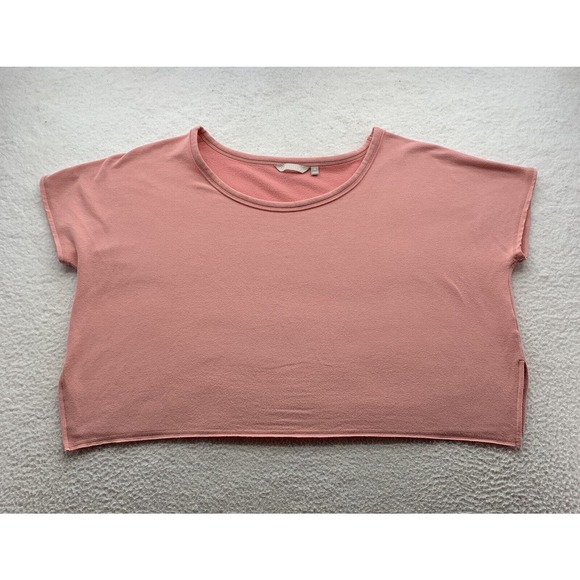 Athleta Tops - Athleta Unwind Sweatshirt Womens XL Pink Oversized Cropped Cap Sleeve Boxy Soft